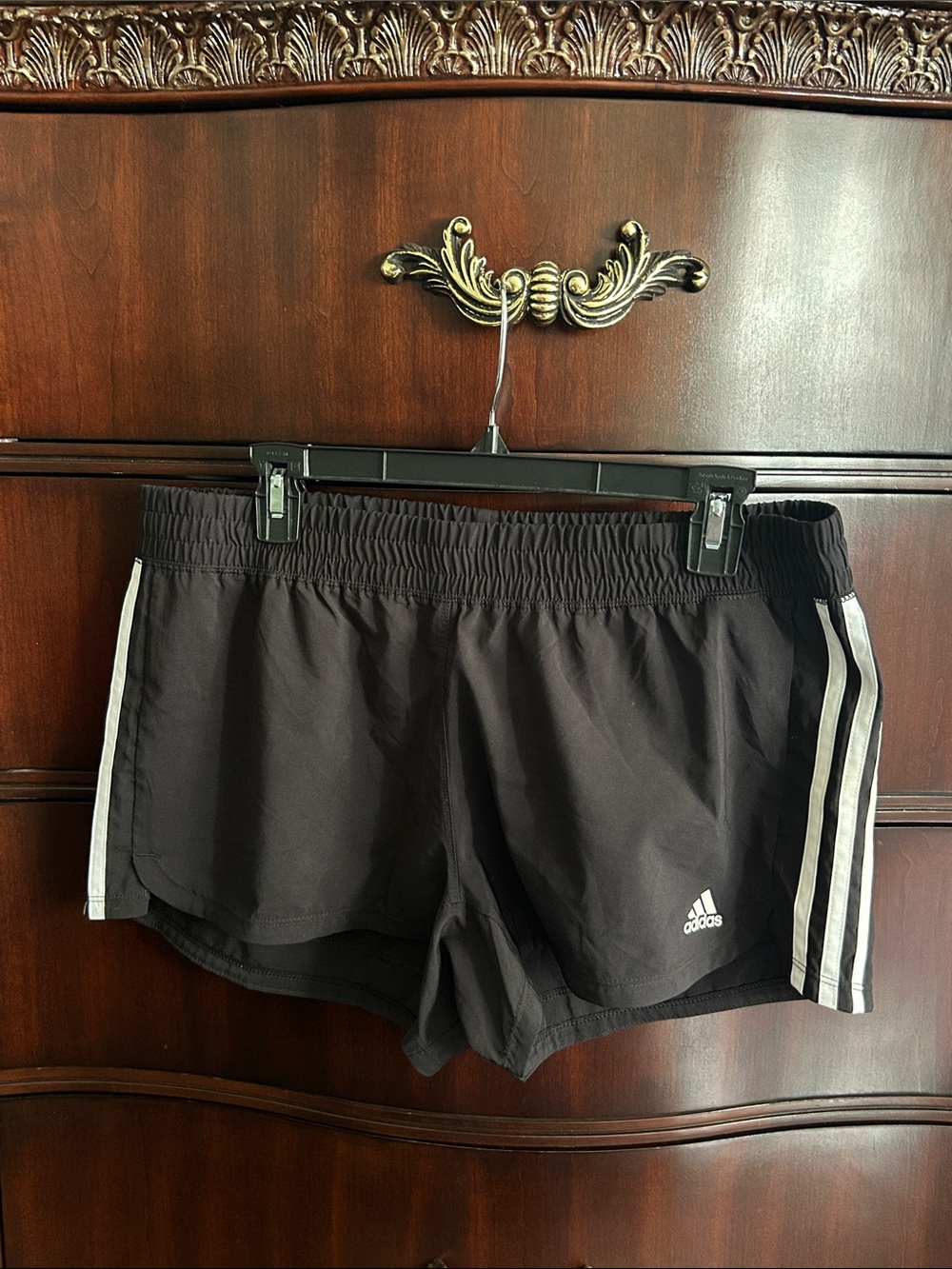 adidas Black Athletic Shorts with White Side Stripes
